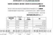 财报速递：青岛银行2024年一季度净利润10.81亿元
